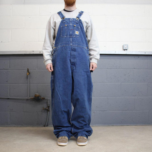 Vintage Carhartt dungarees W38L34 mens denim overalls blue utility worker skater