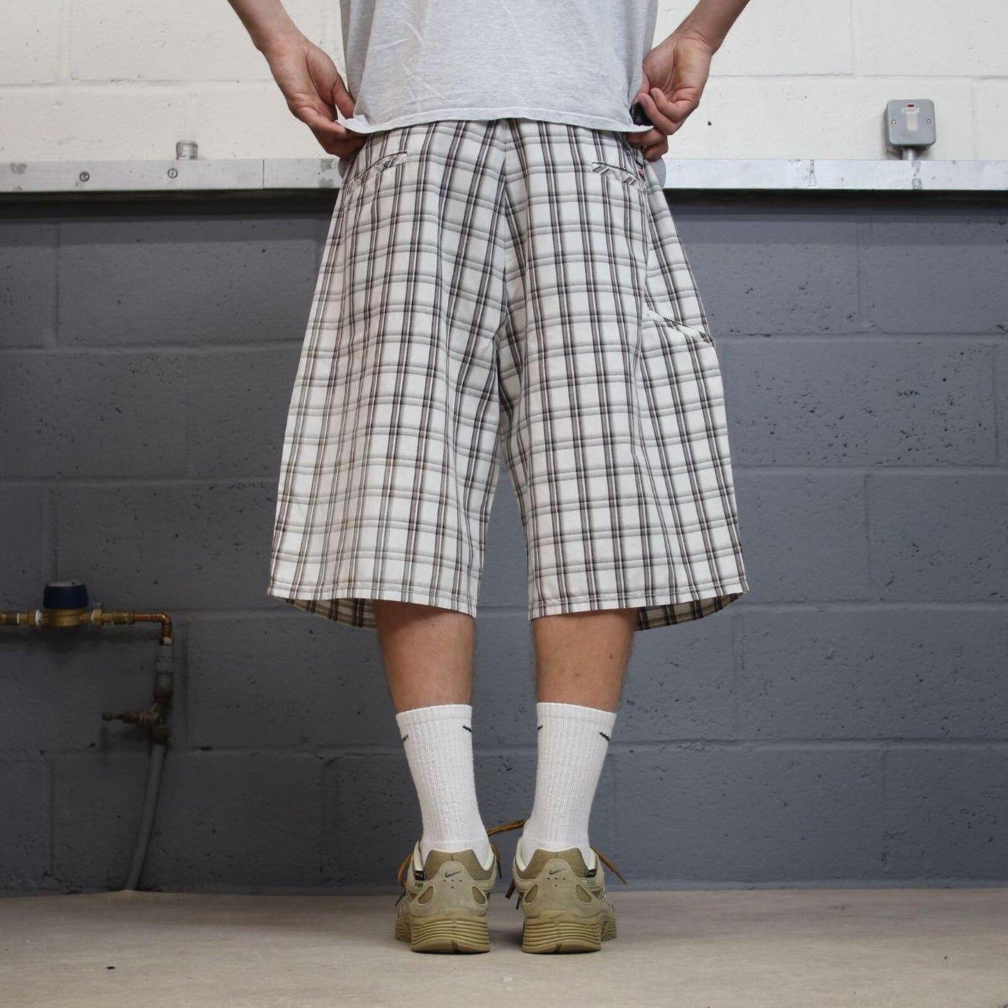 Dickies baggy checkered shorts carpenter white Chino check surf shorts long wide leg festival