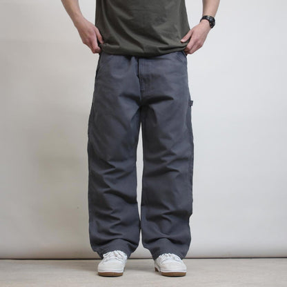 Grey Wrangler carpenter jeans W40 L30 Grey baggy skater cargo trousers patch logo