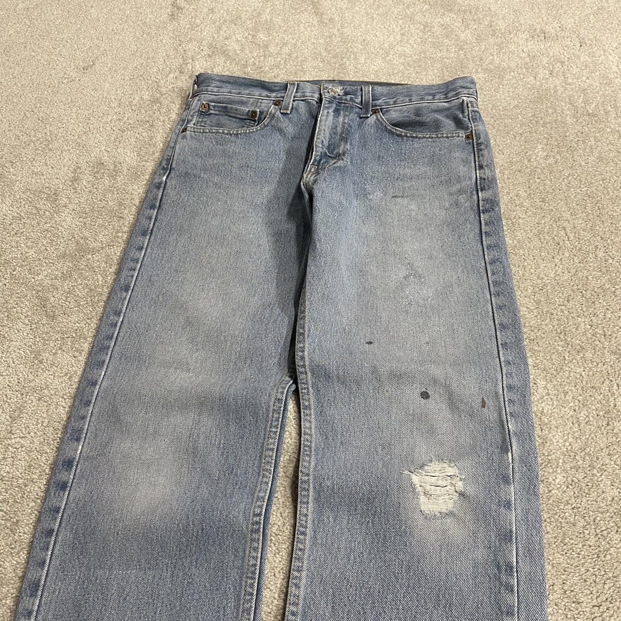 Y2K Levi’s 505 jeans W33L32 washed blue Straight fit 5 pocket pants belt loops red tab logo
