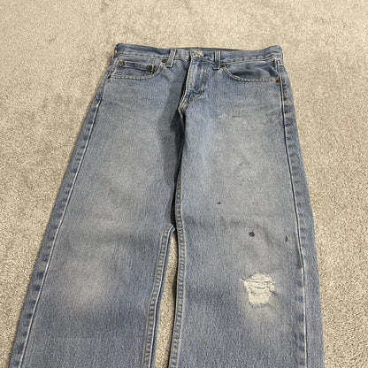 Y2K Levi’s 505 jeans W33L32 washed blue Straight fit 5 pocket pants belt loops red tab logo