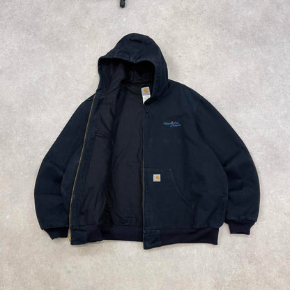Black Carhartt hooded active jacket 3XL authentic skate style canvas active