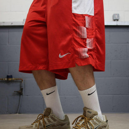 Long Nike sports shorts y2k red Basketball style comfy loose floaty summer gym shorts