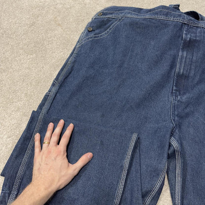 Vintage y2k denim dungarees loose leg blue Real Work workwear bib & brace overalls utility
