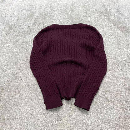 00s CHAPS knit sweater jumper embroidered L women's maroon knitted pull over y2k 90s style