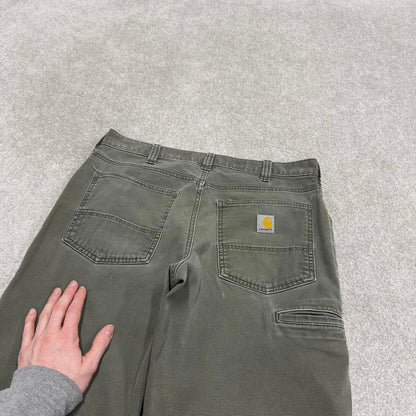 Vintage Y2K Carhartt carpenter jeans faded green Straight leg relaxed fit canvasy skate cargo pants