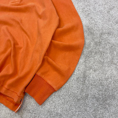 Orange Lands' End vintage Rugby Shirt Medium classic pastel colour long sleeve polo boxy fit