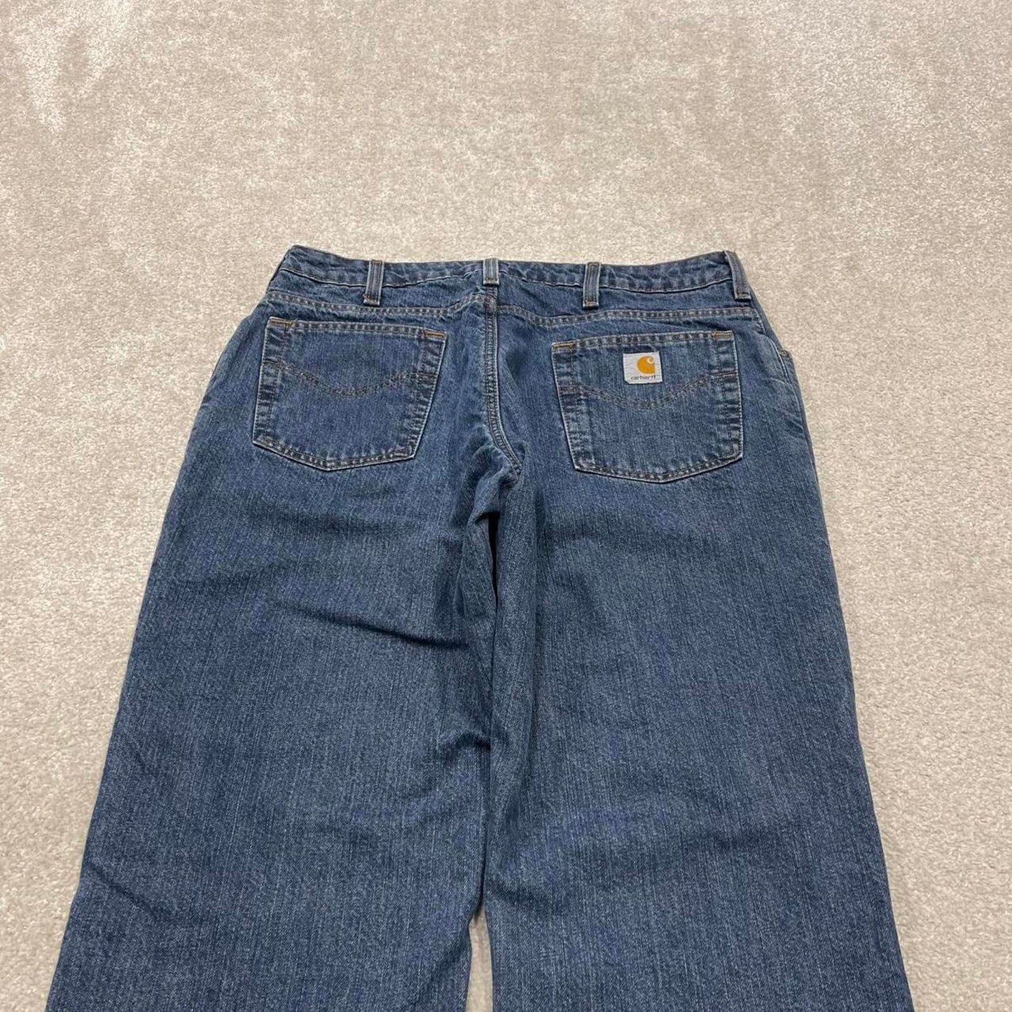 Y2K women's Carhartt jeans flannel lined blue Loose thick denim workwear pants