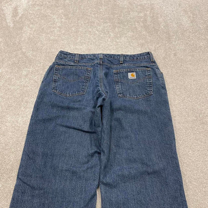 Y2K women's Carhartt jeans flannel lined blue Loose thick denim workwear pants