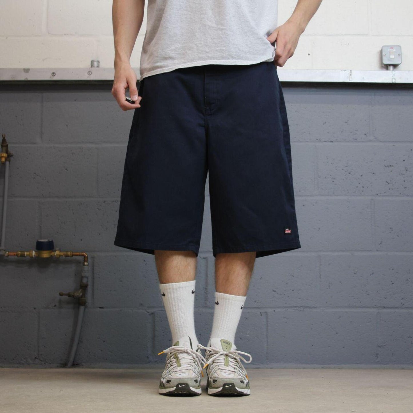 Extra baggy Dickies carpenter shorts navy Twill chino skater style shorts wide long leg