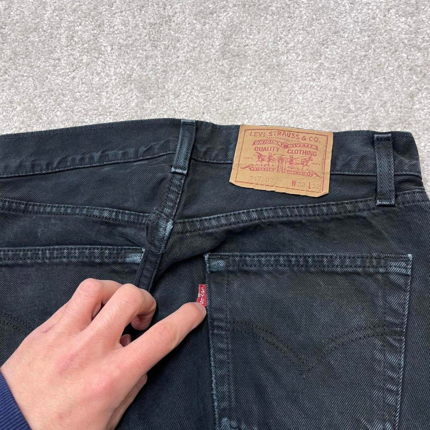 Vintage Y2k Levi's 517 jeans black 90s casual denim pants red tab logo UK made