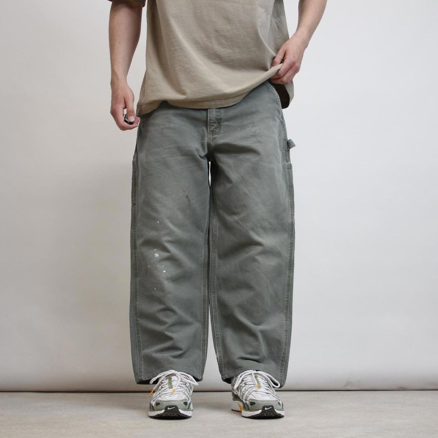 Green Carhartt carpenter pants W38 L27 loose canvas 90s style skater cargos