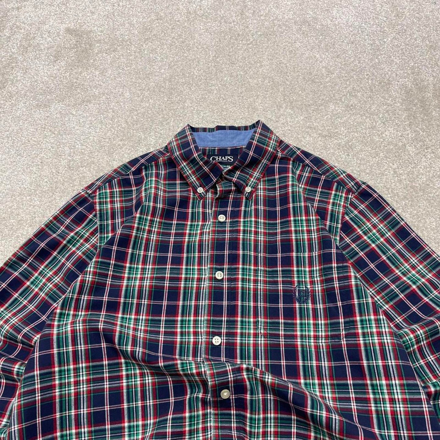 00s Chaps checkered shirt navy M men's long sleeve button up autumn y2k style technical