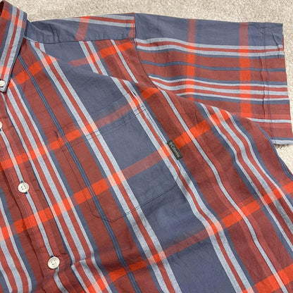 Columbia checkered short sleeve shirt blue red Surf style check shirt summer festival