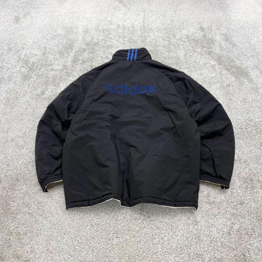 Vintage Y2K adidas reversible windbreaker jacket Padded embroidered side stripe technical coat