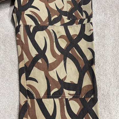 ASAT baggy camo cargo pants XXL brown Wide leg tribal camouflage pattern double knees adjustable