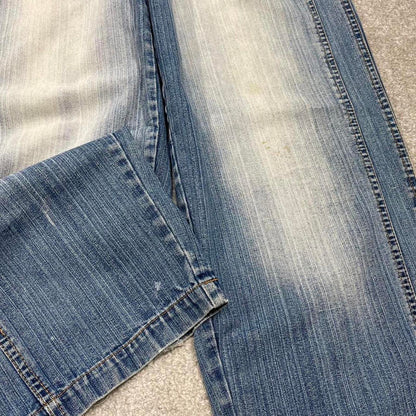 Y2K baggy embroidered jeans wide leg blue Knobetta loose fit denim skater style pants