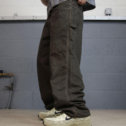 Baggy Carhartt carpenter pants y2k brown Loose fit skater 2000s style workwear cargo pants