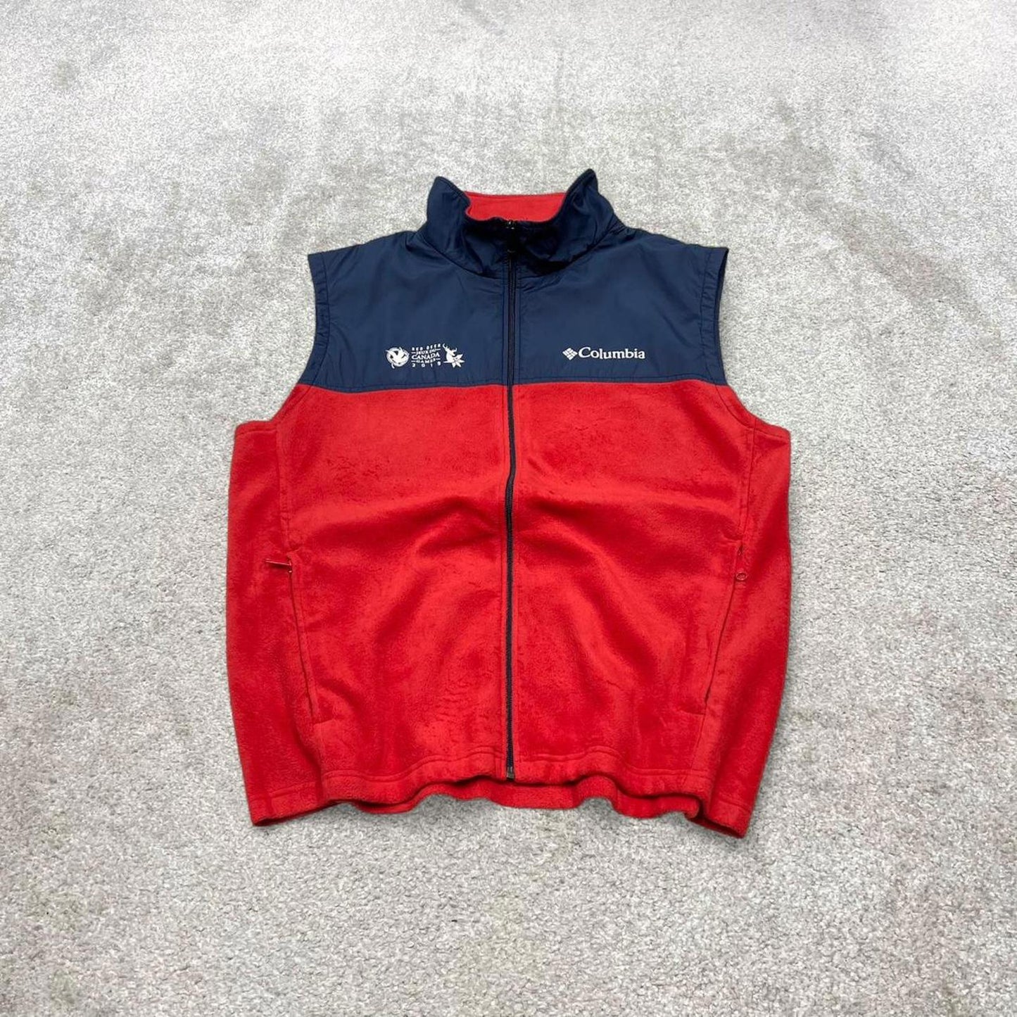 00s Columbia technical fleece gilet L men’s red full zip up autumn tech casual fall