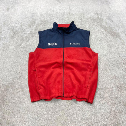 00s Columbia technical fleece gilet L men’s red full zip up autumn tech casual fall
