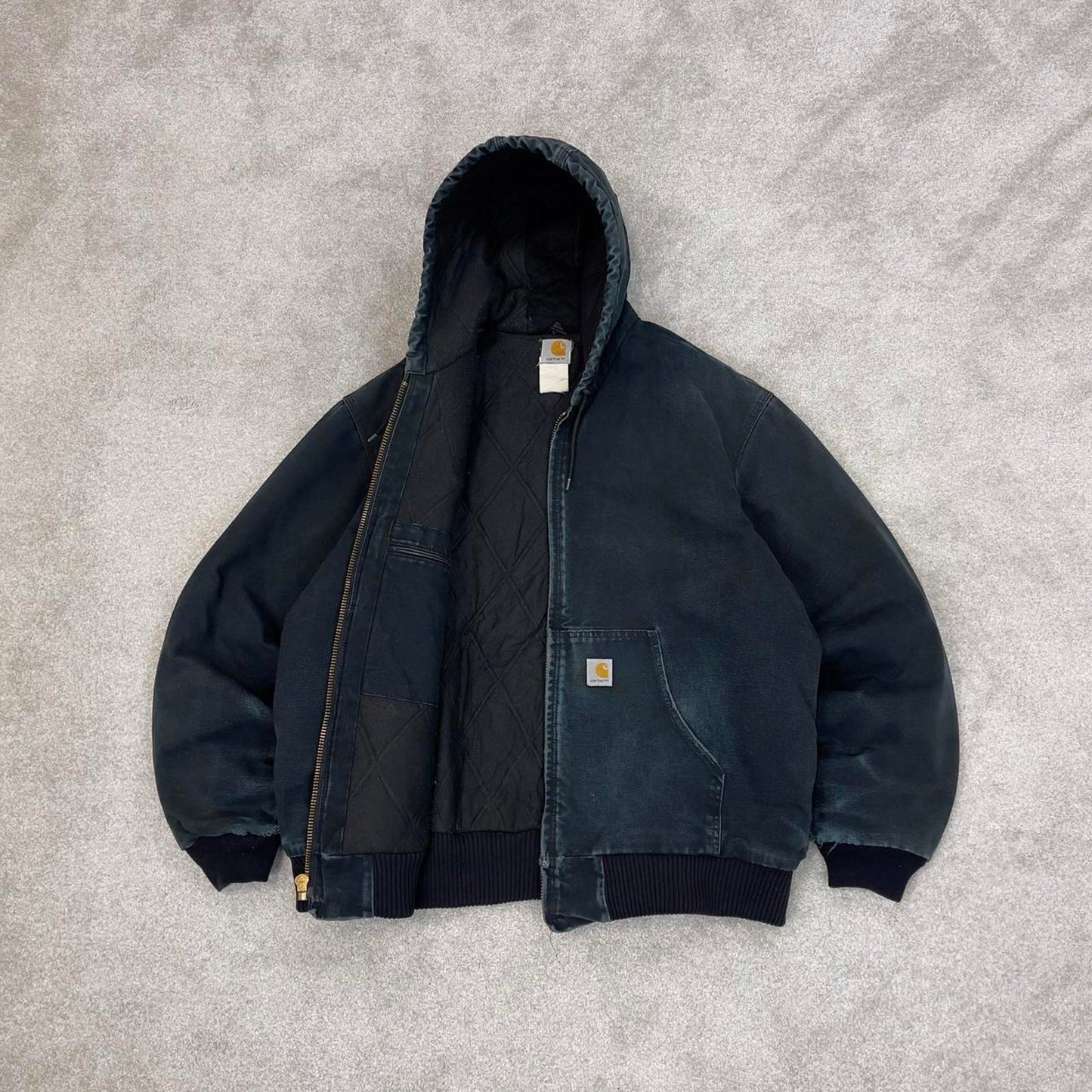 Vintage Black Carhartt hooded active jacket XL 90s style skater canvas bomber