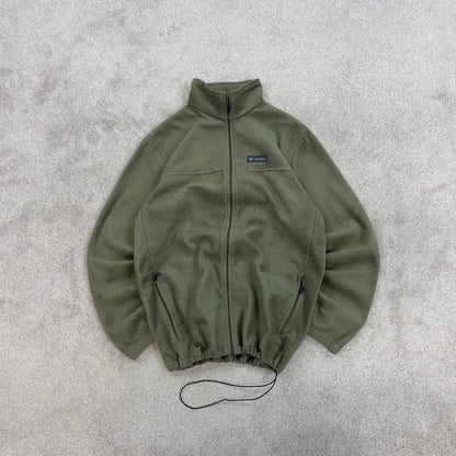 Khaki Columbia technical zip up fleece Large y2k style autumn adjustable waist