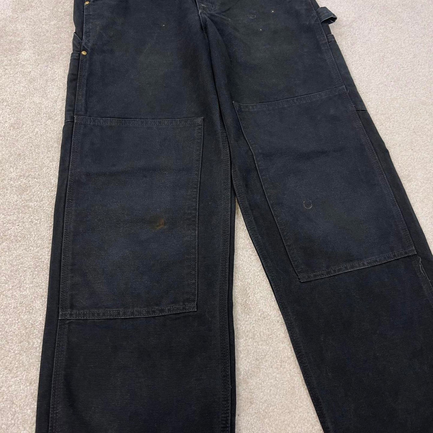 Black Carhartt dungarees W28L28 mens canvas overalls utility worker