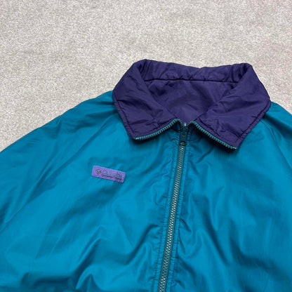 Vintage y2k reversible Columbia technical windbreaker jacket Purple green Bomber style jacket
