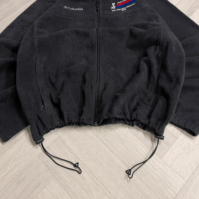 Y2K Columbia technical fleece XL men’s black full zip up autumn adjustable waist