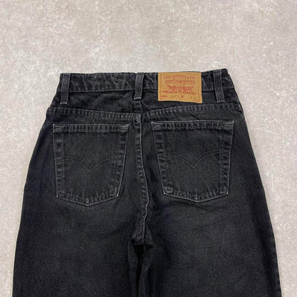 Black Levi's 550 jeans W26L32 size 7 Long women's denim pants 5 pocket casual autumn wear