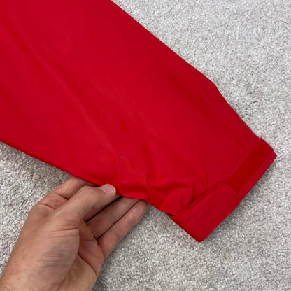 Red grey Columbia technical jacket XL men's y2k style unlined hooded adjustable windbreaker autumn