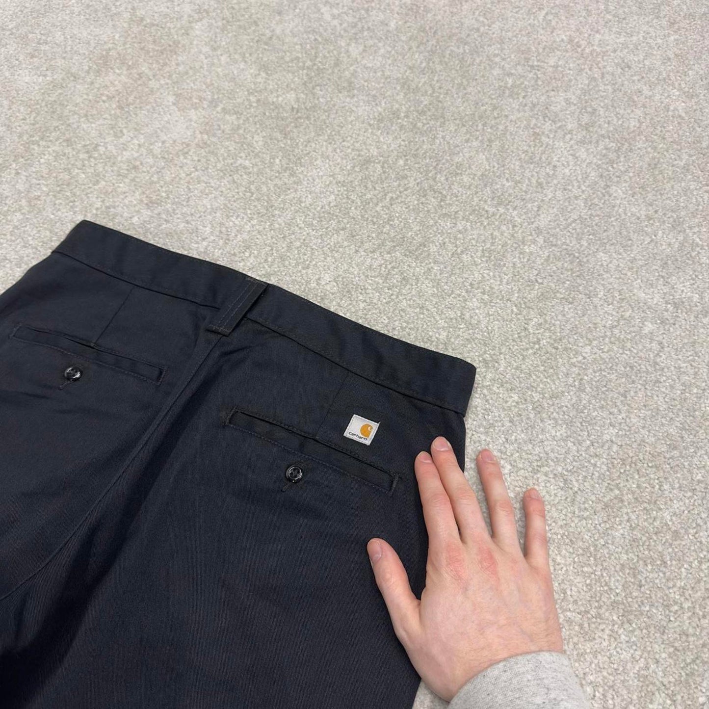 Y2K carhartt twill chino pants black Straight leg chino skate style workwear pants