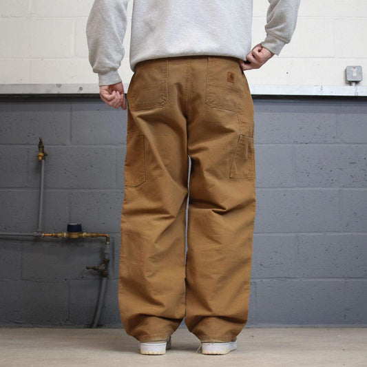 Y2K baggy fit Carhartt jeans tan brown Loose wide leg canvas carpenter skater cargo work pants
