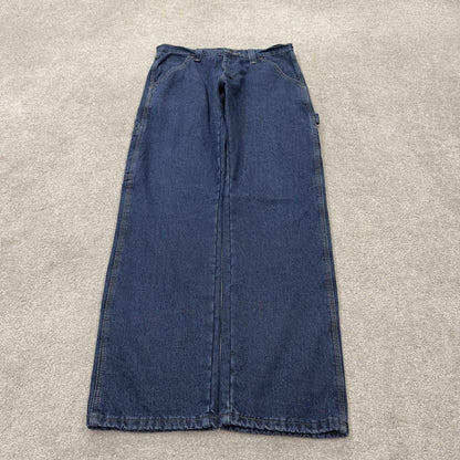 Wrangler carpenter jeans fleece lined y2k blue W30L32 straight leg skater utility workwear trousers
