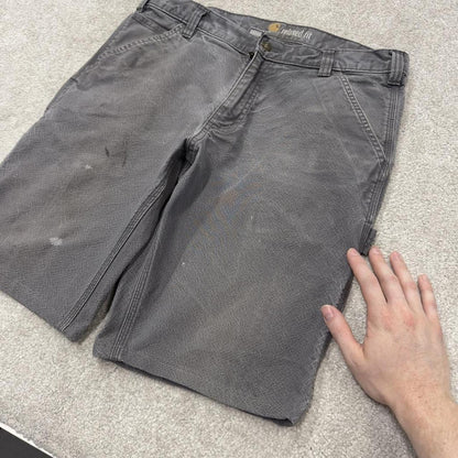 Carhartt carpenter shorts y2k faded grey Relaxed carpenter skater style work shorts