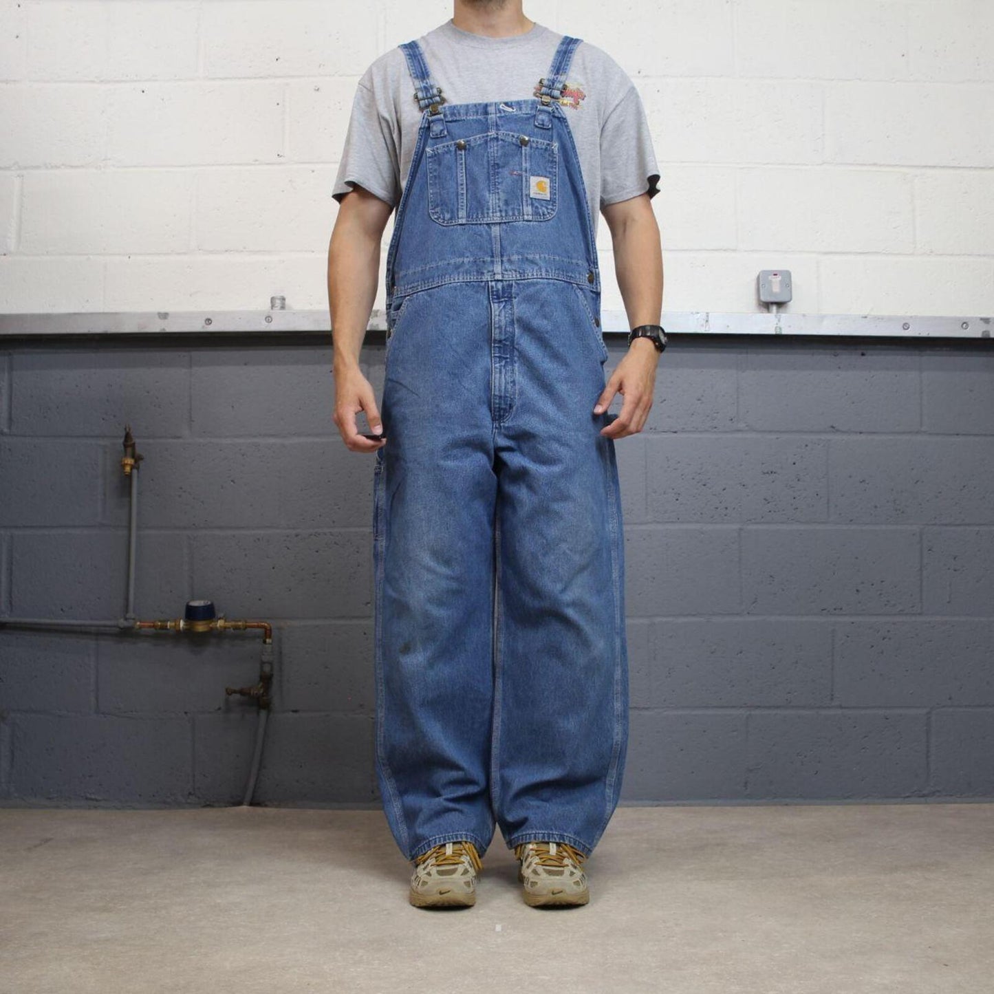 Carhartt denim Dungarees loose overalls blue Farmer workwear bib & brace utility