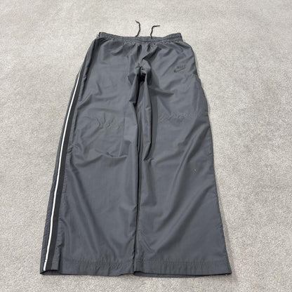Y2K Nike baggy tracksuit bottoms grey wide leg XL Loose mesh lined drawstring casual track pants