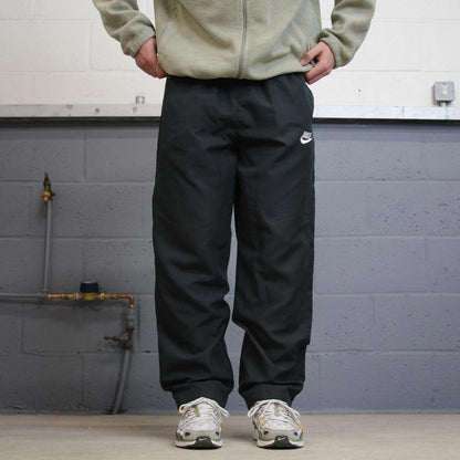 Y2k Nike tracksuit bottoms charcoal grey Loose mesh lined embroidered track pants