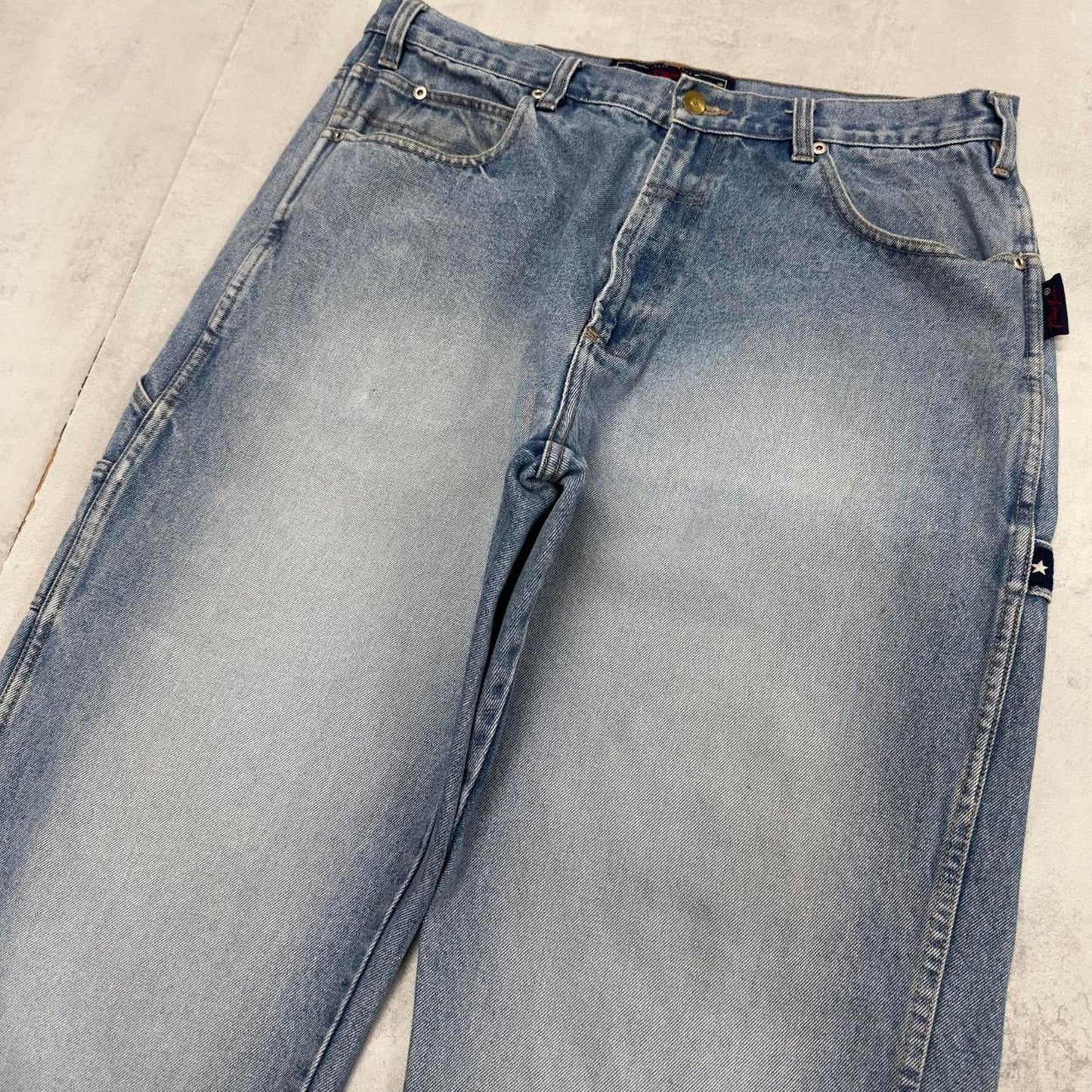 Vintage Baggy Phat Farm carpenter jeans W36L30 tape detail y2k style baggy cargos
