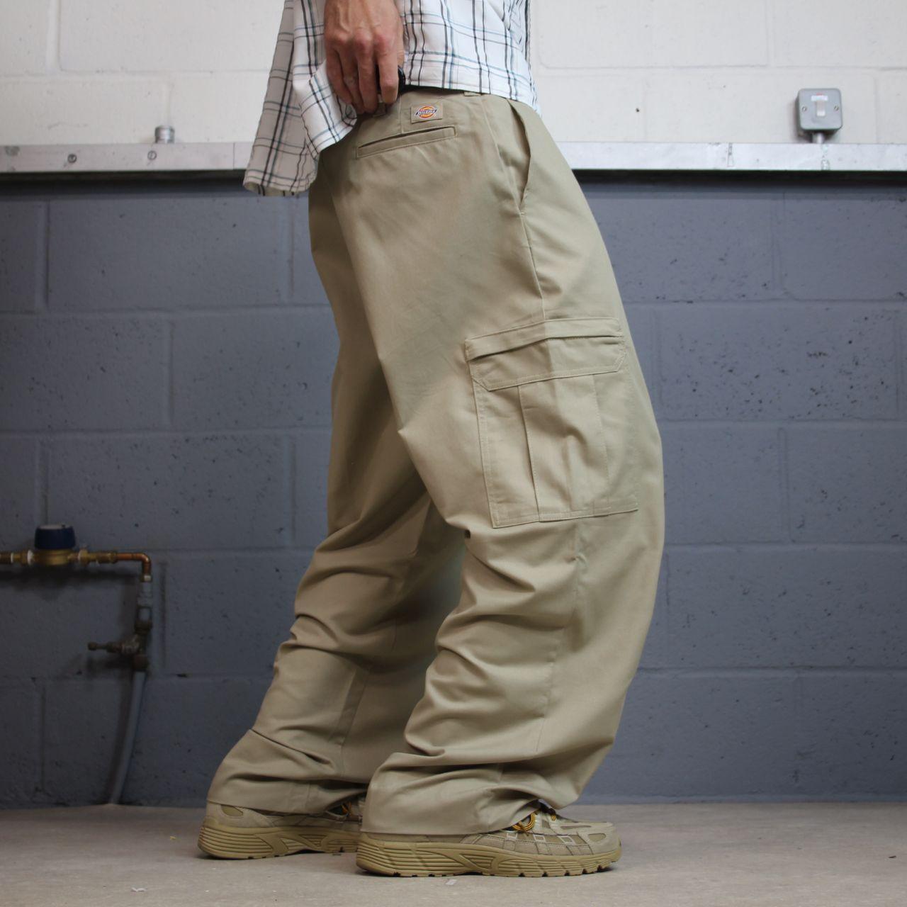 Dickies baggy cargo utility pants W40L30 khaki beige wide leg