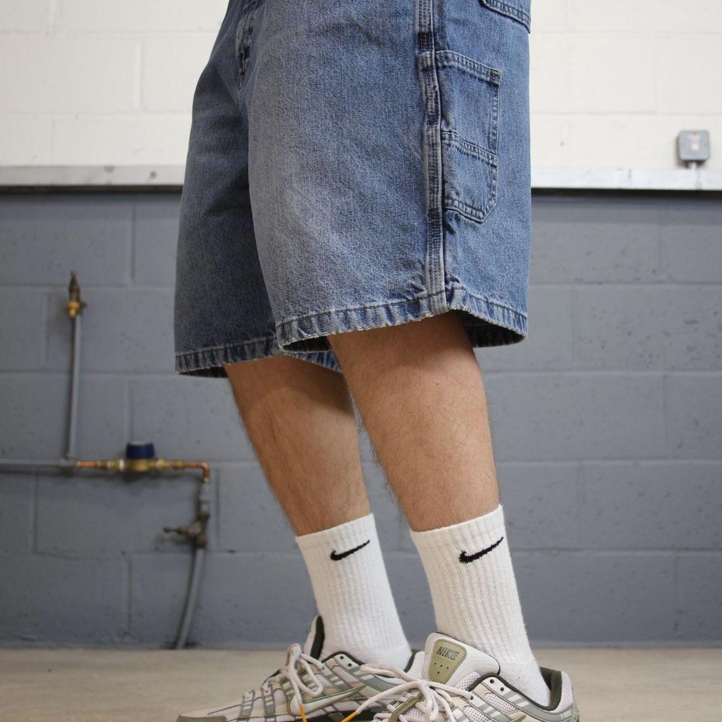 Y2k baggy Wrangler carpenter shorts skater style blue Denim wide leg summer festival jorts