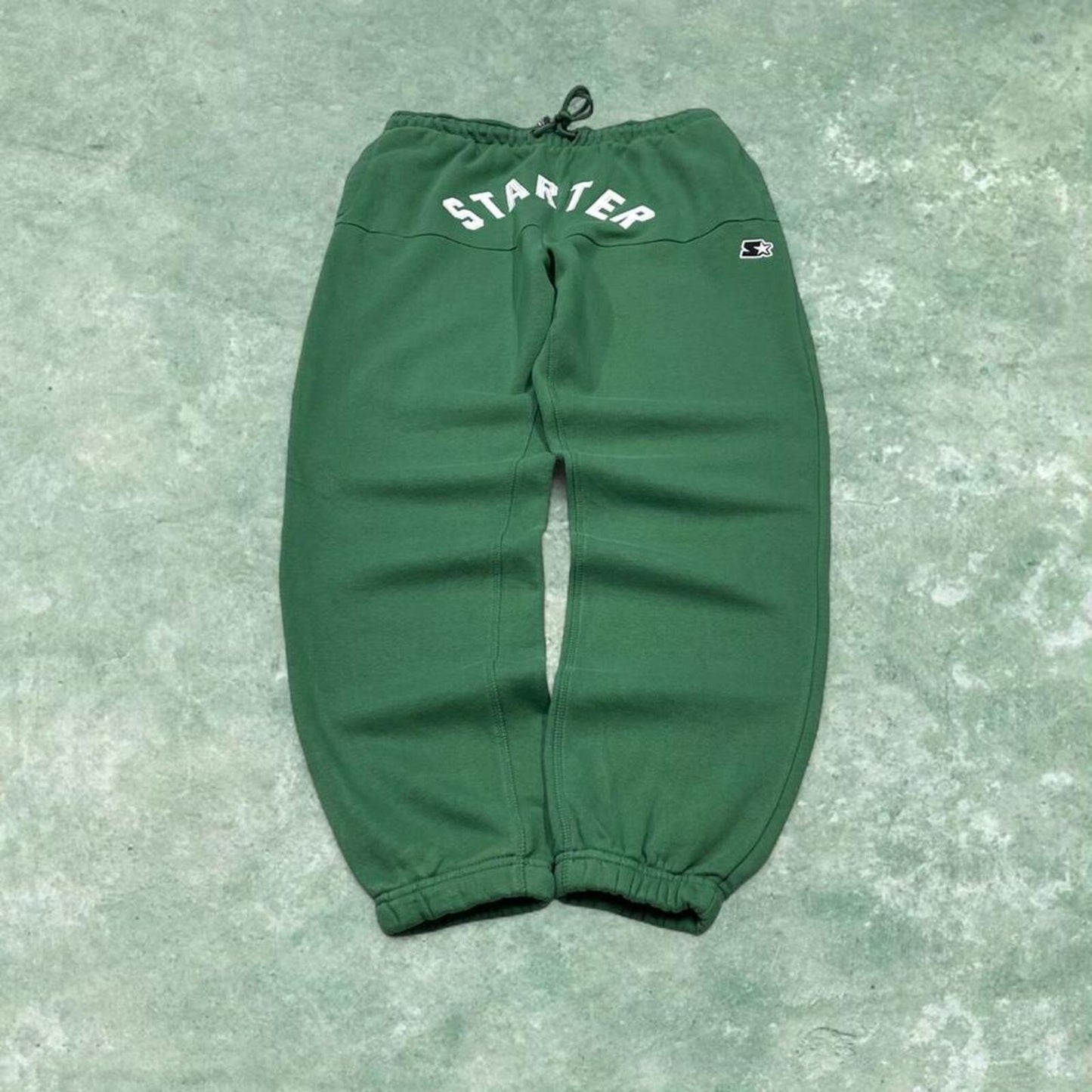 Y2K Starter sweatpants green cuffed joggers Loose embroidered tracksuit bottoms
