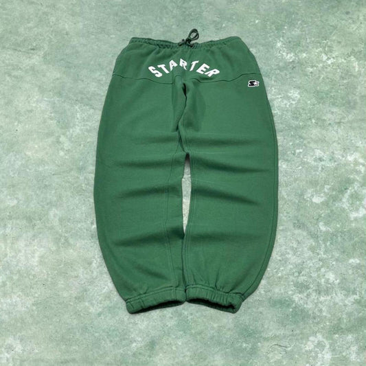 Y2K Starter sweatpants green cuffed joggers Loose embroidered tracksuit bottoms