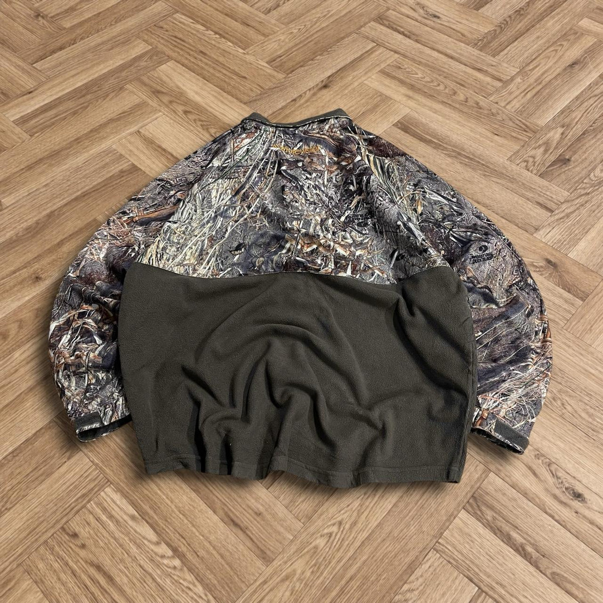 Vintage Mossy Oak camo fleece y2k Whitewater loose camouflage quarter zip fleece
