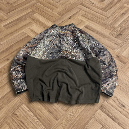 Vintage Mossy Oak camo fleece y2k Whitewater loose camouflage quarter zip fleece
