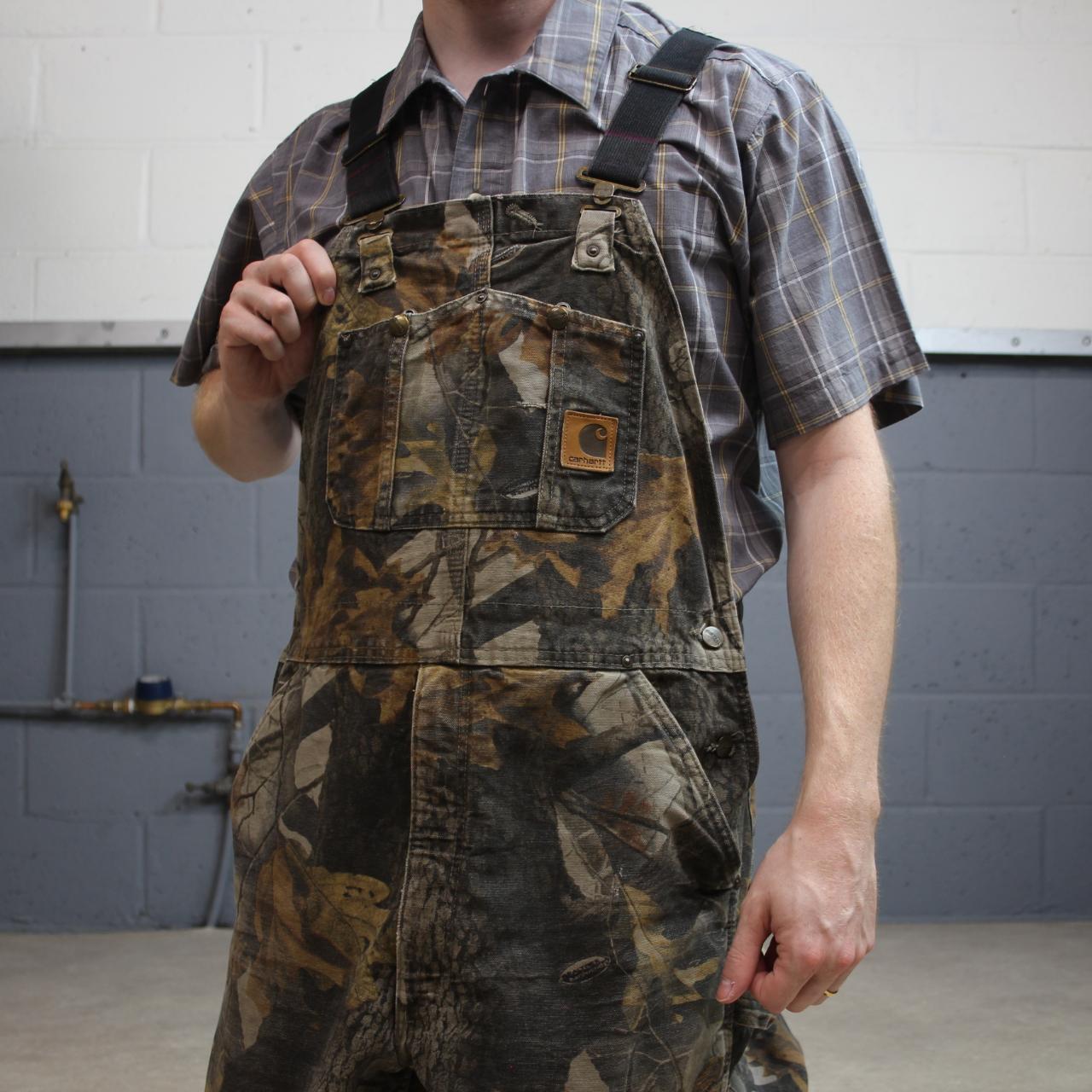 Carhartt baggy camo dungarees wide leg camo Canvas quilted Realtree camouflage bib overalls utility