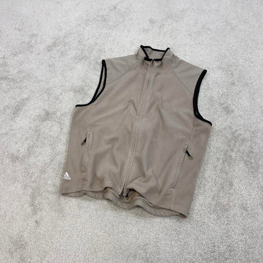 Beige Adidas technical fleece gilet Medium men's full zip up autumn fall fashion