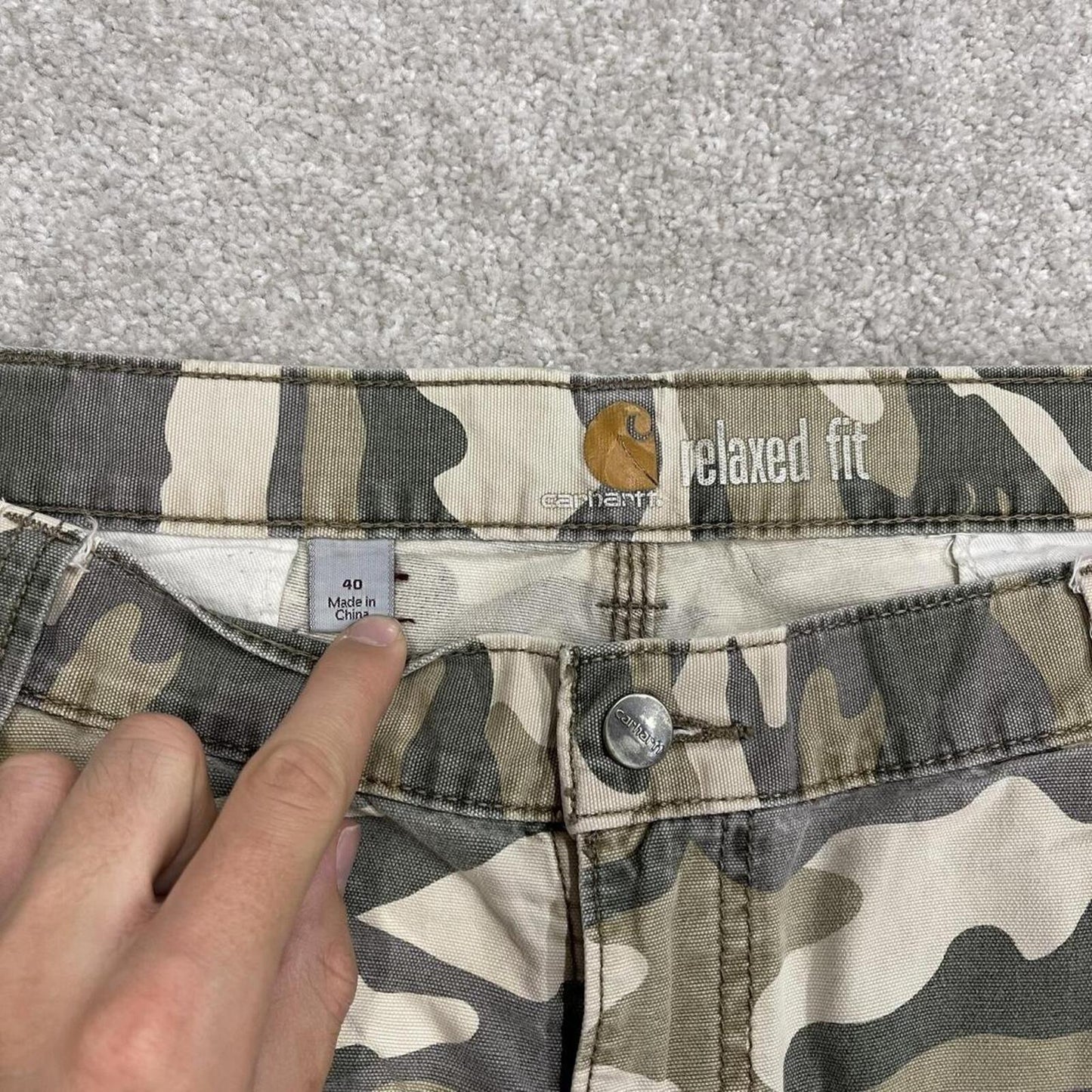 Carhartt baggy camo cargo shorts canvas green Camouflage relaxed fit skate style summer shorts