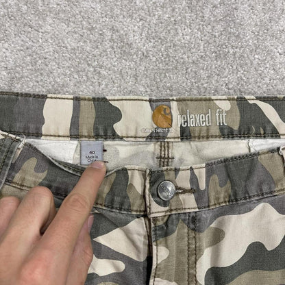 Carhartt baggy camo cargo shorts canvas green Camouflage relaxed fit skate style summer shorts
