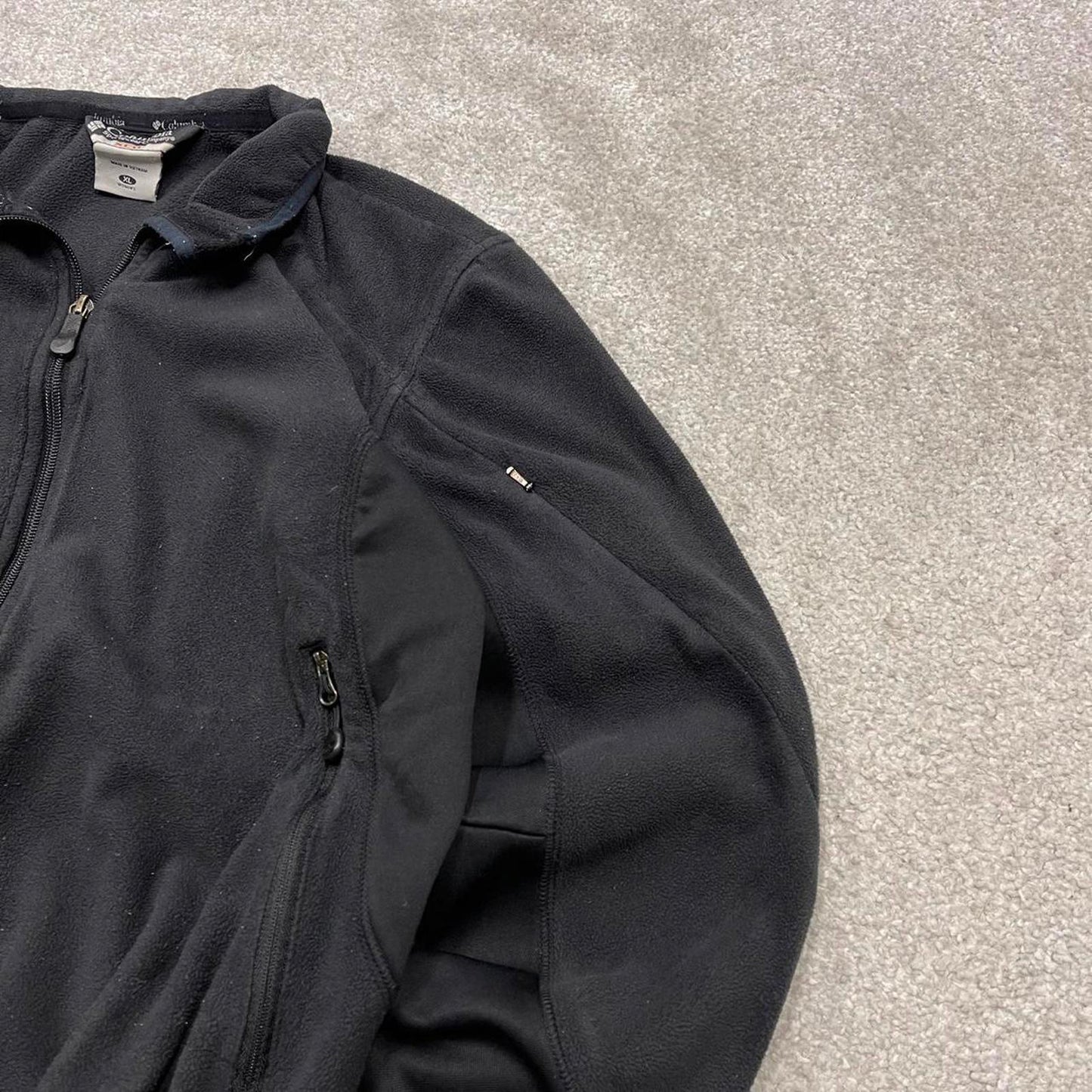 00s Columbia technical fleece XL women's black full zip up y2k style autumn adjustable waist